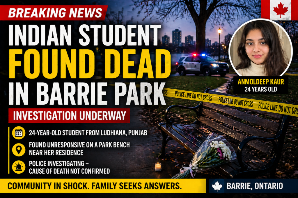 Indian Student Found Dead in Barrie Park